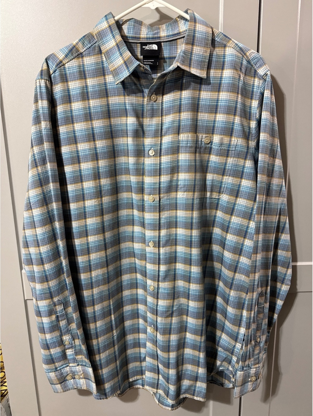 The North Face Men's Large Plaid Button-Up Shirt - Cozy Flan